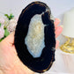 Natural Black Agate Slice On Stand 14cm