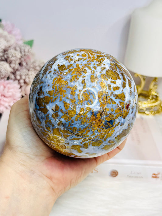 Large Brecciated Jasper Sphere on Stand 1.12KG