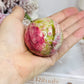 Thulite Sphere with Epidote 208g On Stand