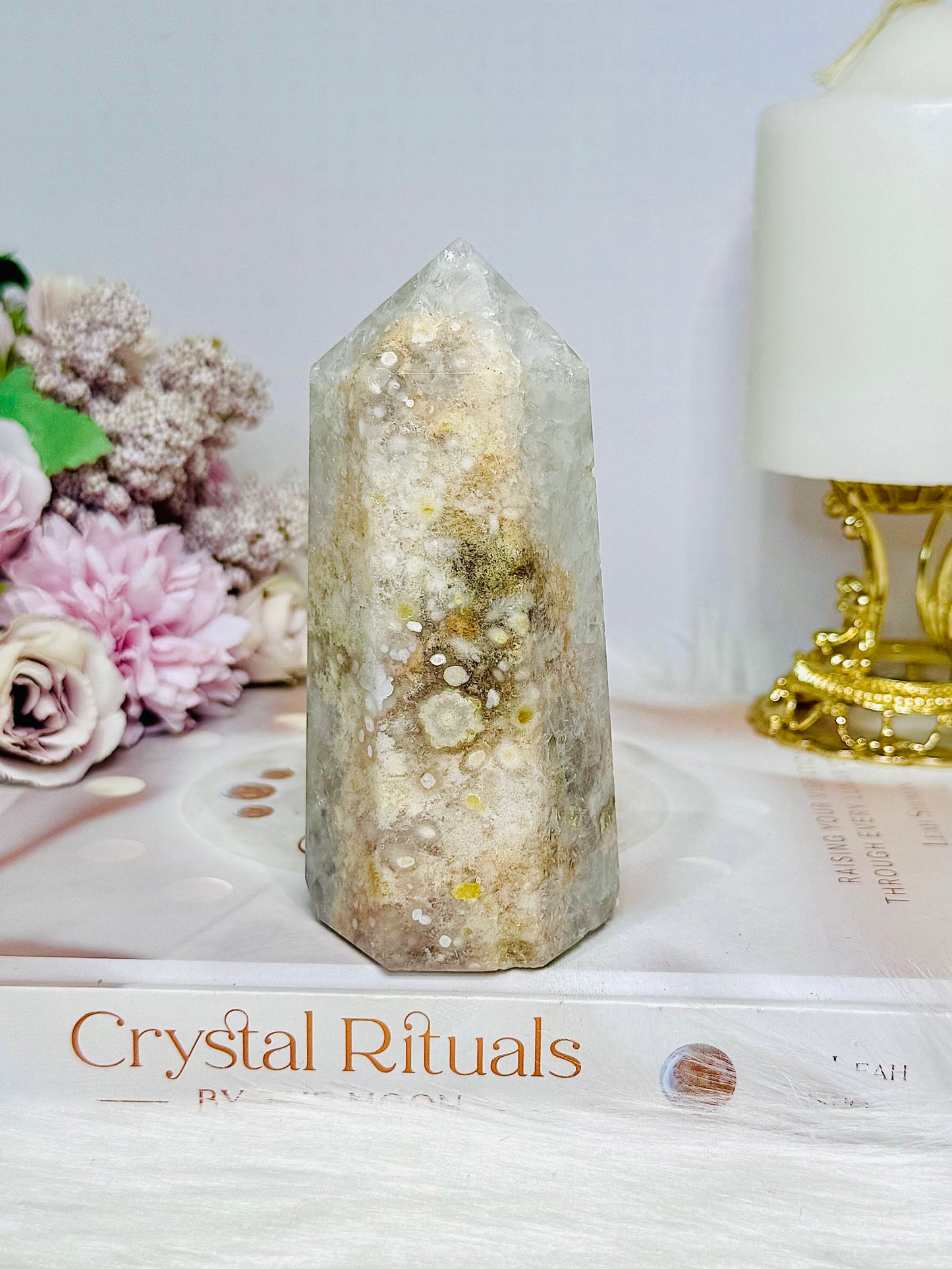 Chunky Flower Agate Tower 11cm