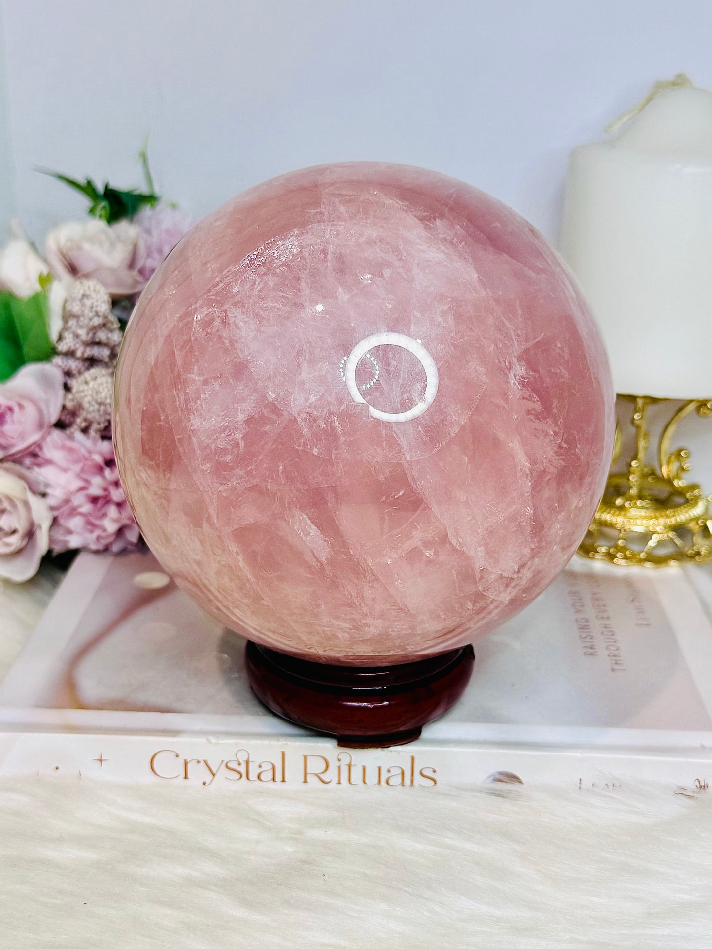 Huge Rose Quartz Sphere 3KG on Stand
