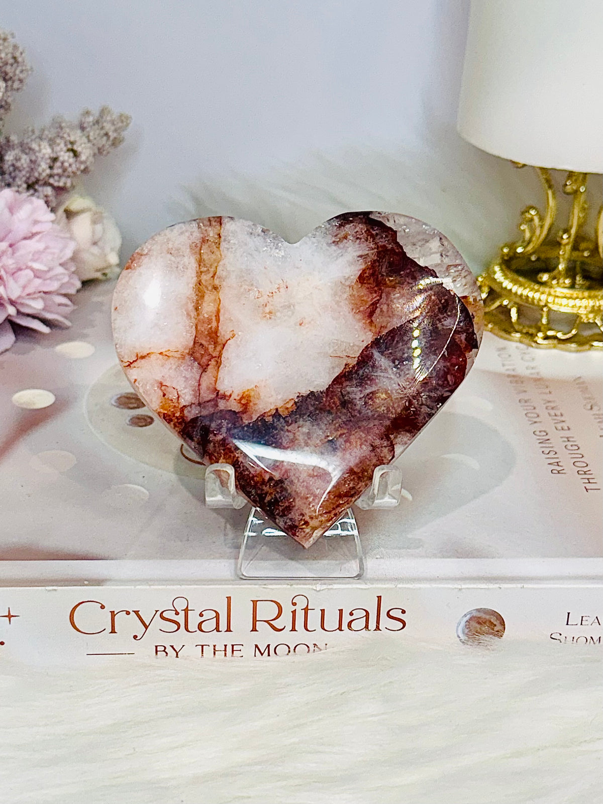 Fire Quartz Heart on Stand 8.5cm