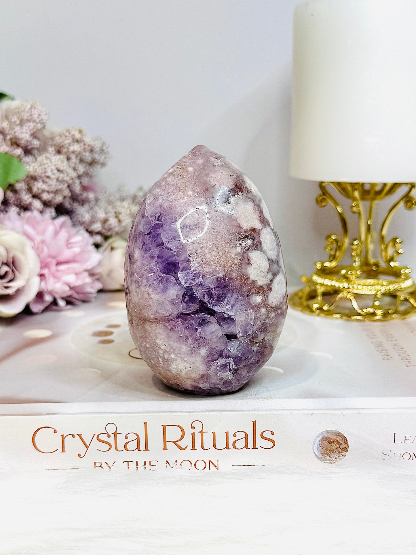 Pink Amethyst X Flower Agate Small Druzy Freeform 8.5cm 260g