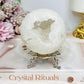 Large Moroccan Quartz Druzy Sphere On Stand 401g