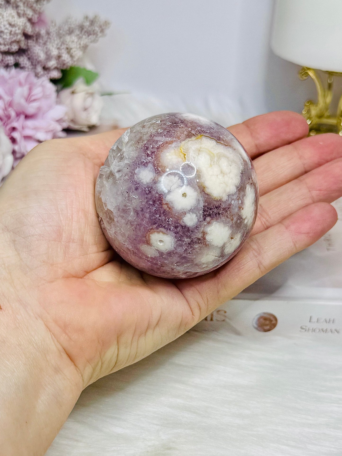 High Grade Pink Amethyst Druzy Sphere on Stand 288g