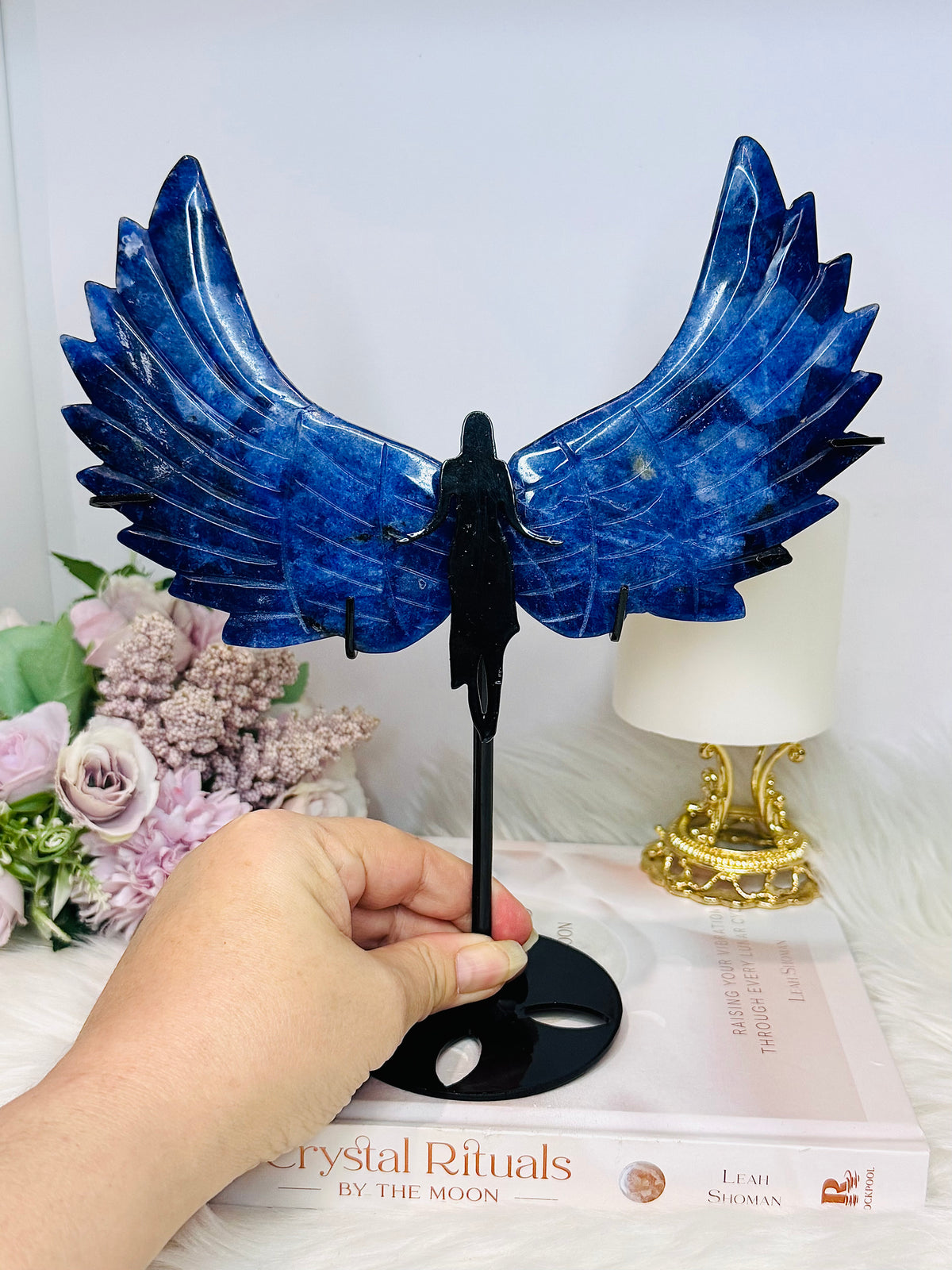 Large Blue Sodalite Angel Wings on Stand 23cm