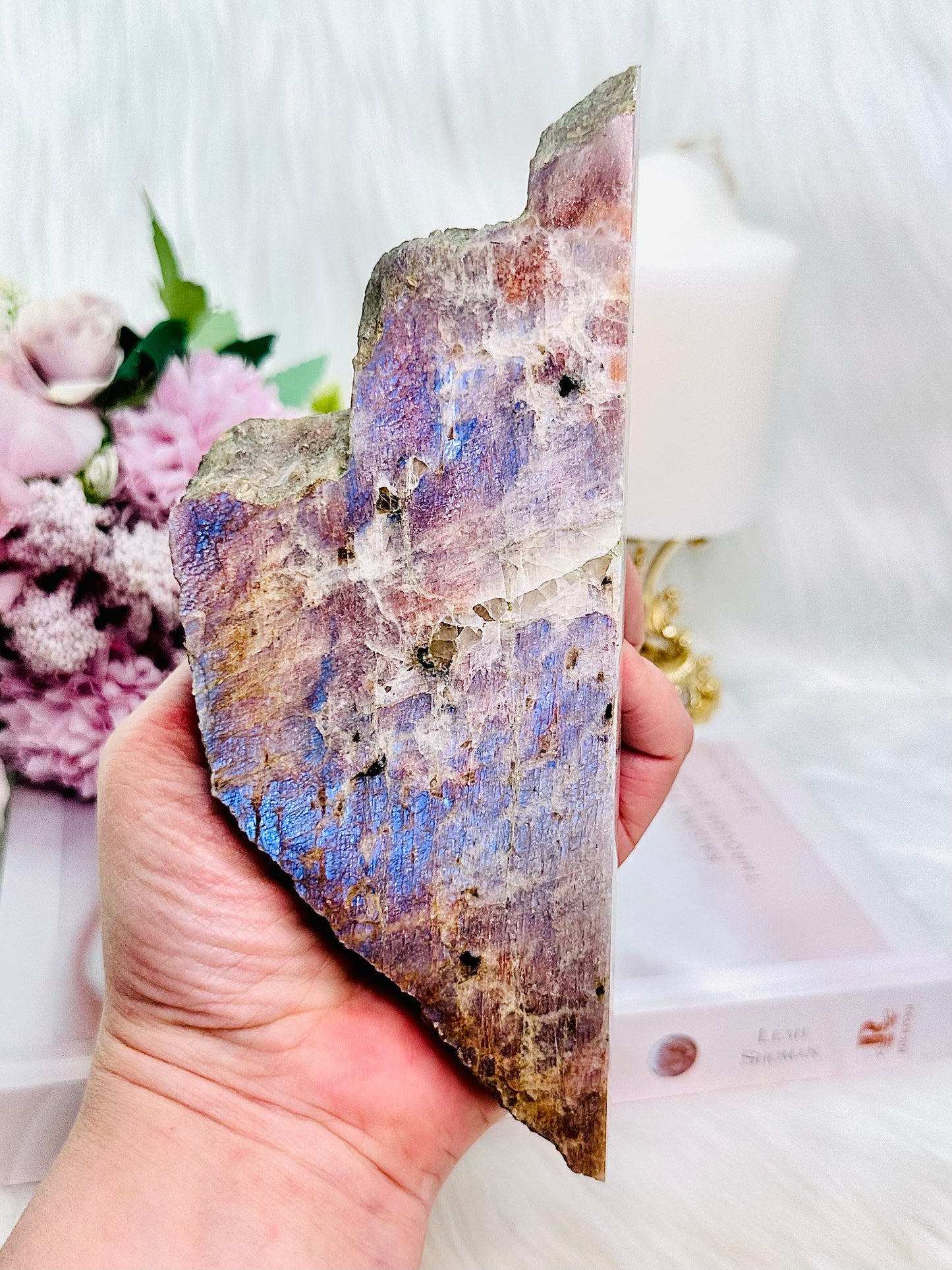 Healing Powers ~ Absolutely Stunning Large 18cm Moonstone Slab with Gorgeous Blue Flash