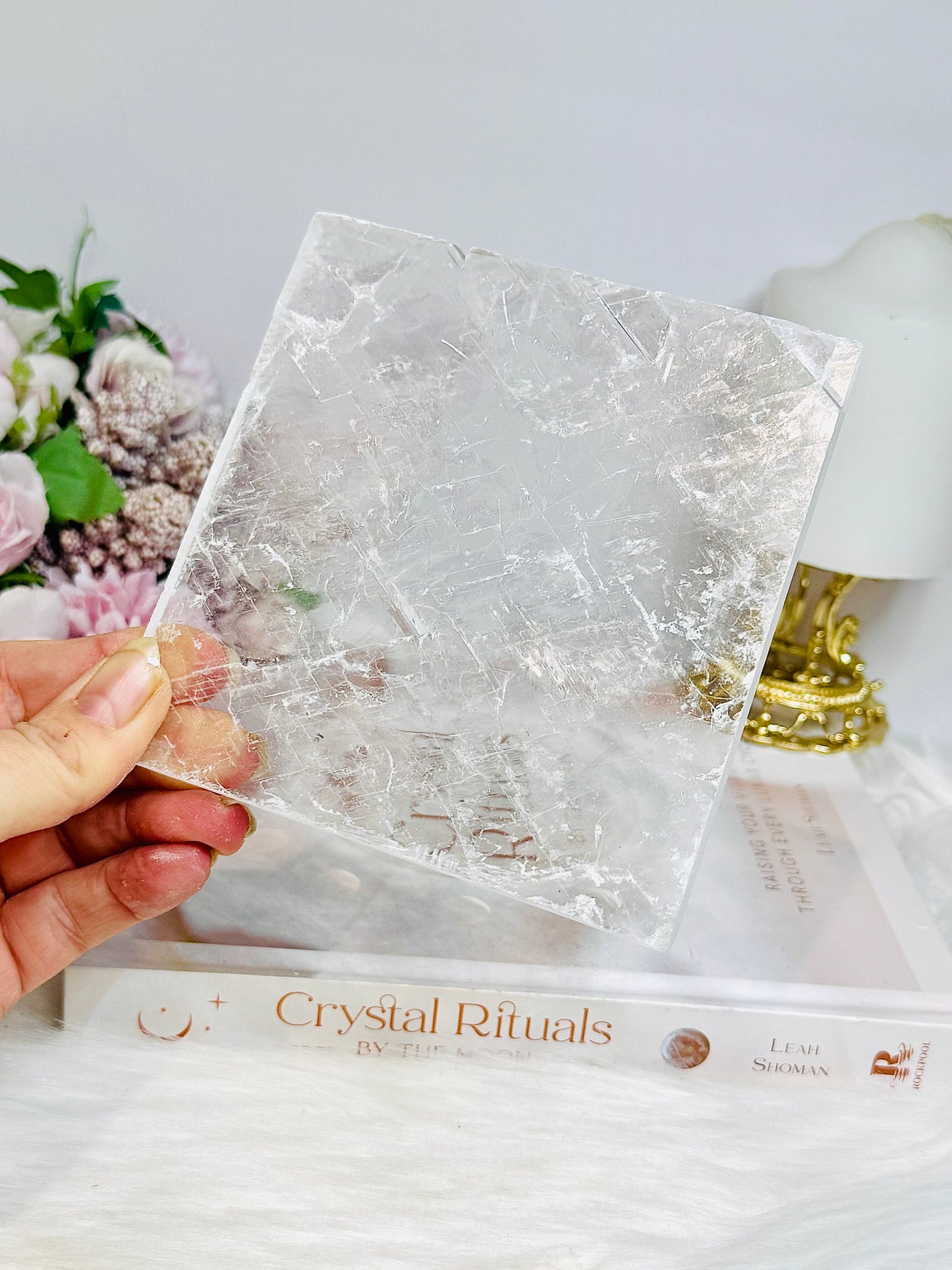 Natural Large Selenite Charging Slab 12cm