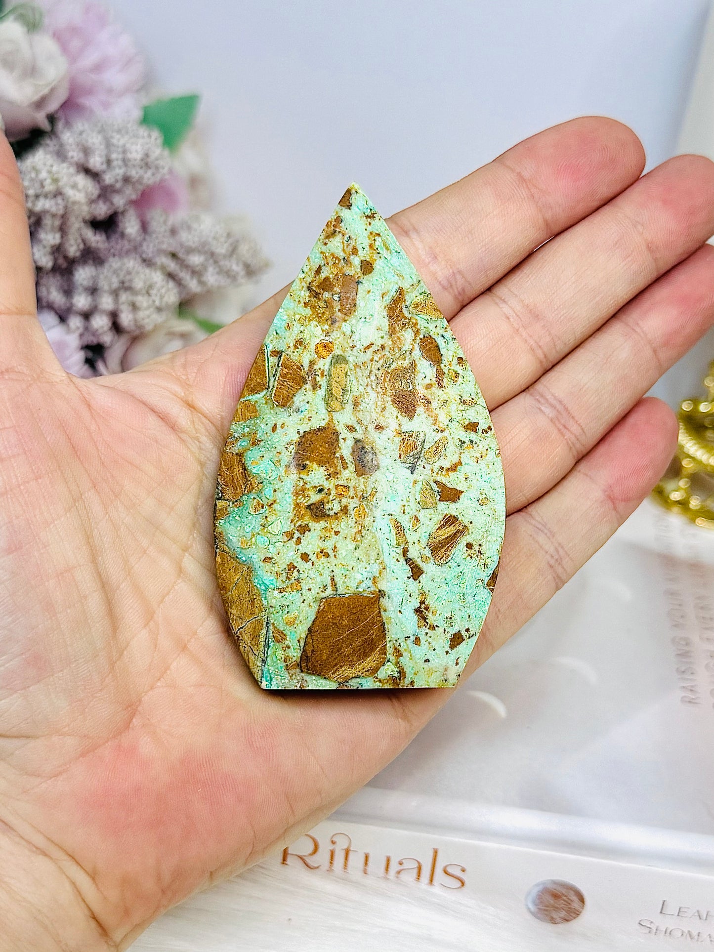 Variscite Carved Flame 8cm