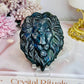 Labradorite Carved Lion Full of Blue Flash On Stand 8cm