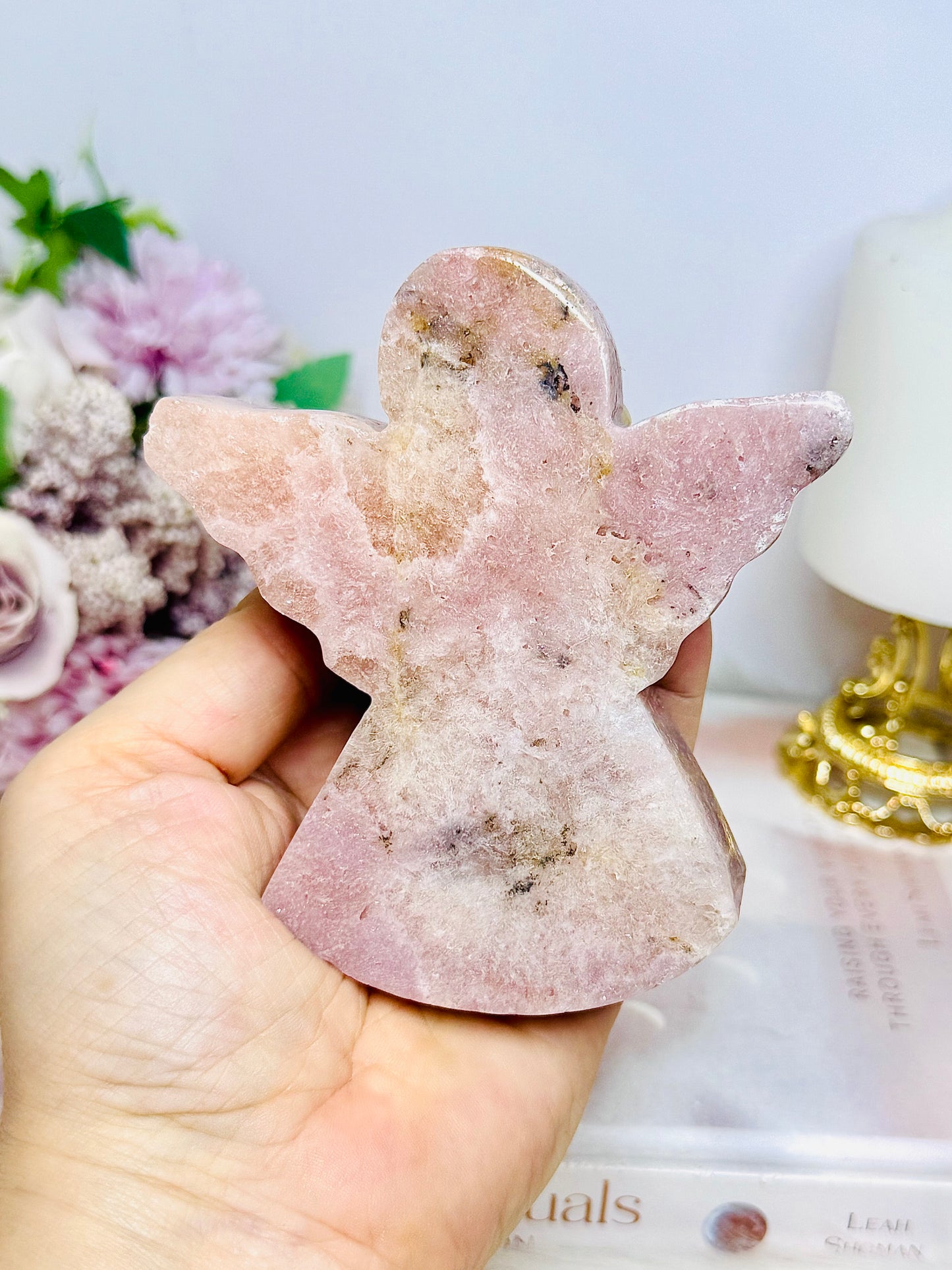 Chunky Pink Amethyst Carved Angel 10cm 341g
