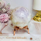 Large Druzy Pink Amethyst Sphere on Stand 608g