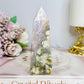 Pink Amethyst X Green Flower Agate Tower 10cm