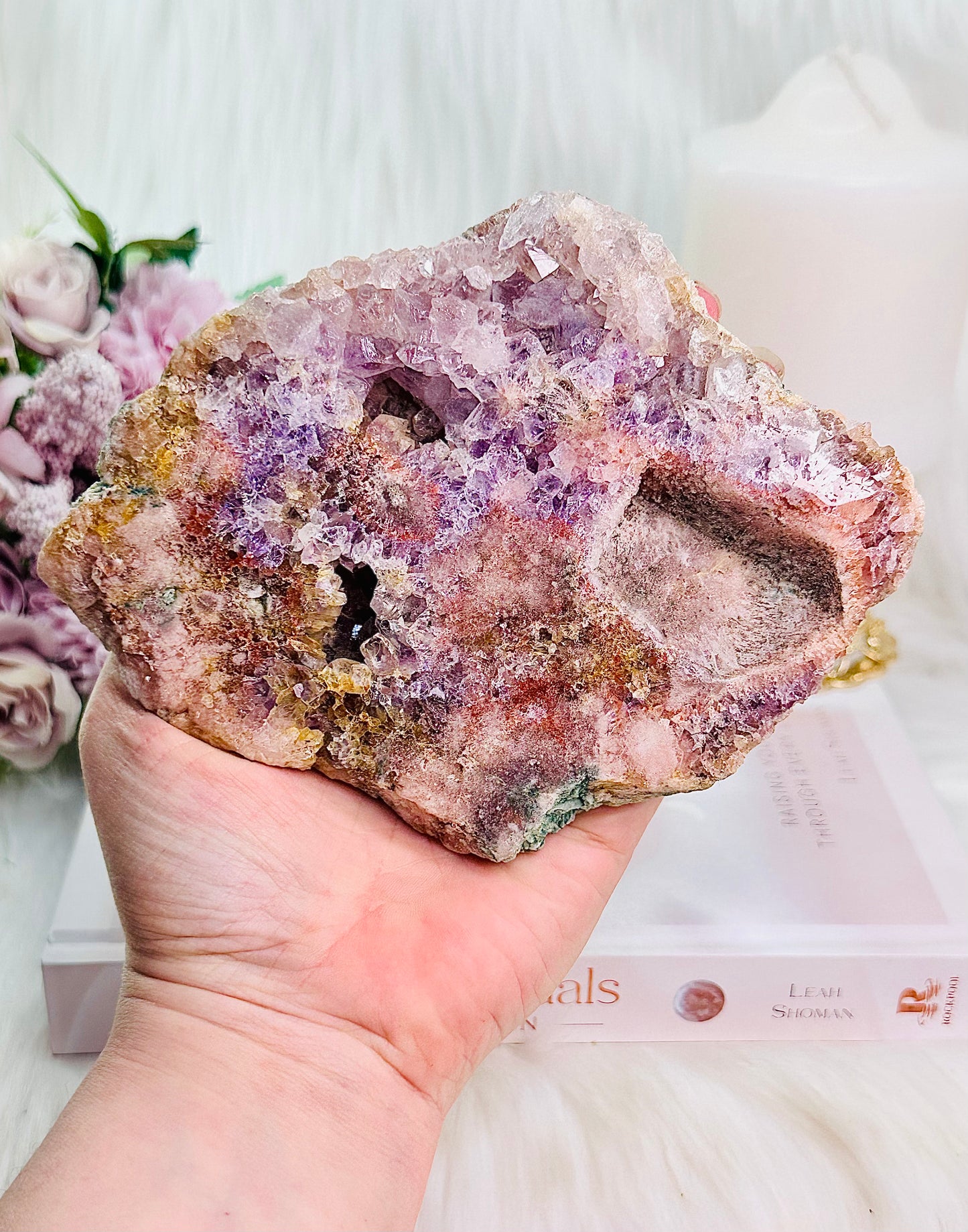 Classy & Absolutely Fabulous Druzy Pink Amethyst Slab A Chunky 483grams 15cm On Stand