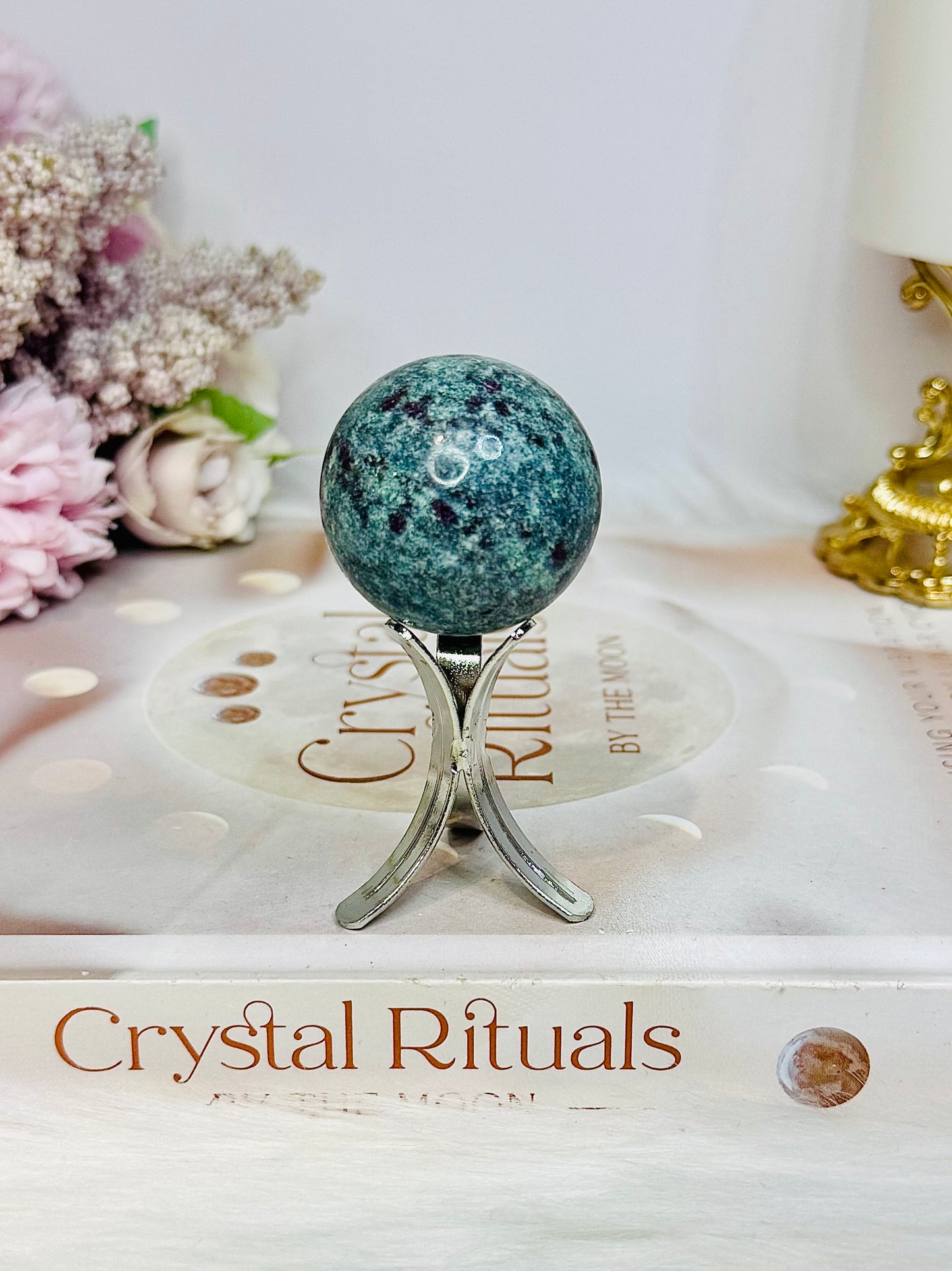 Ruby Fuchsite Sphere (UV Reactive) On Stand 86g