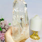 High Grade Clear Quartz Twin | Double Tower with Rainbows on Stand 18.5cm 961g