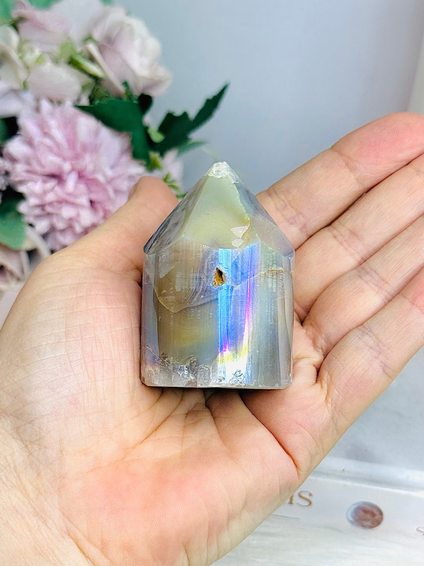 Angel Aura  Druzy Cylinder 6cm ~ Discounted as chip on tip