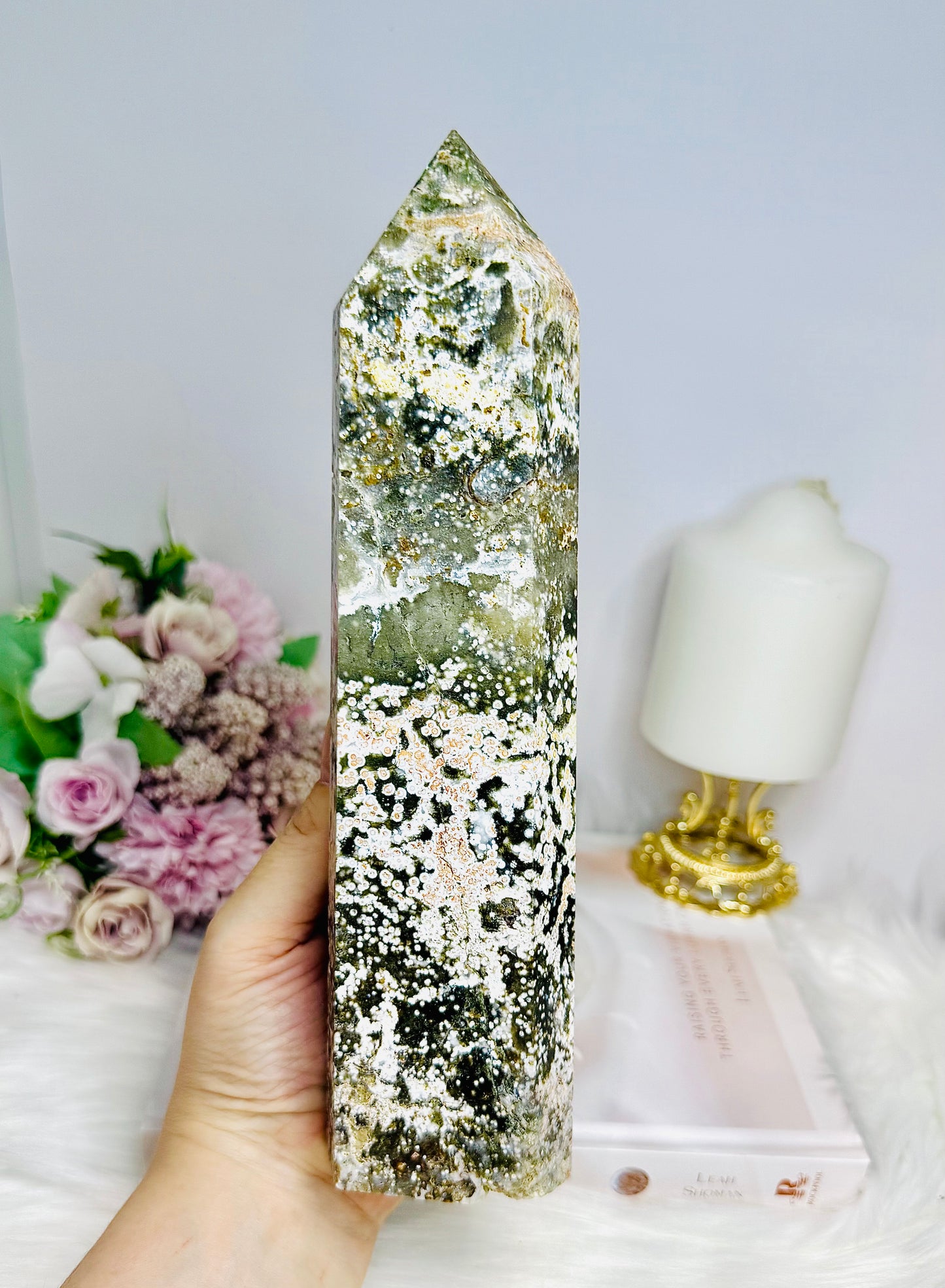 Large Orbicular Ocean Jasper Tower 23cm 915g