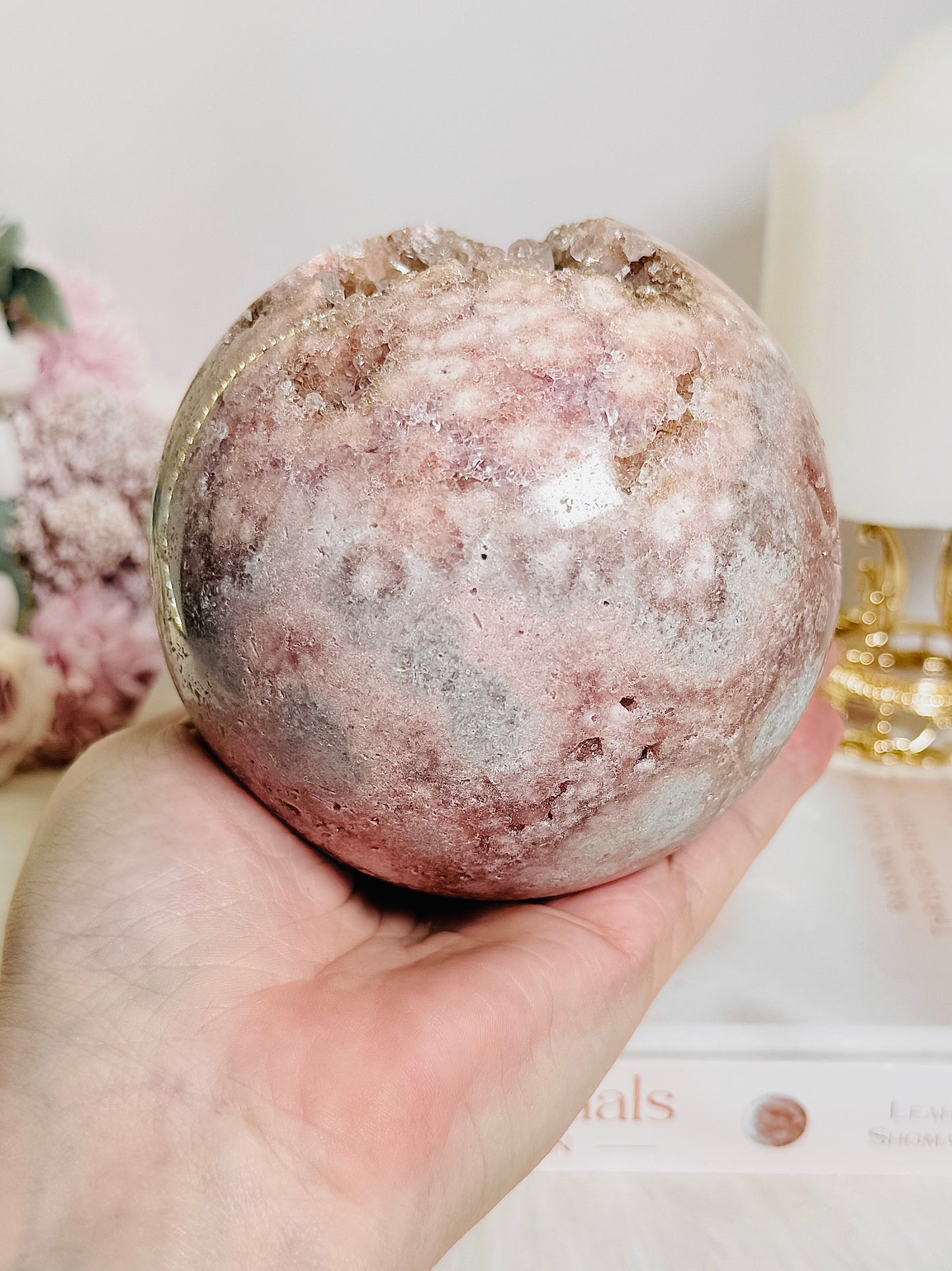 The Pink Amethyst QUEEN ~ Divine Large 10.5cm 1.2KG Druzy Pink Amethyst Sphere on Stand with Stunning Crystallisation