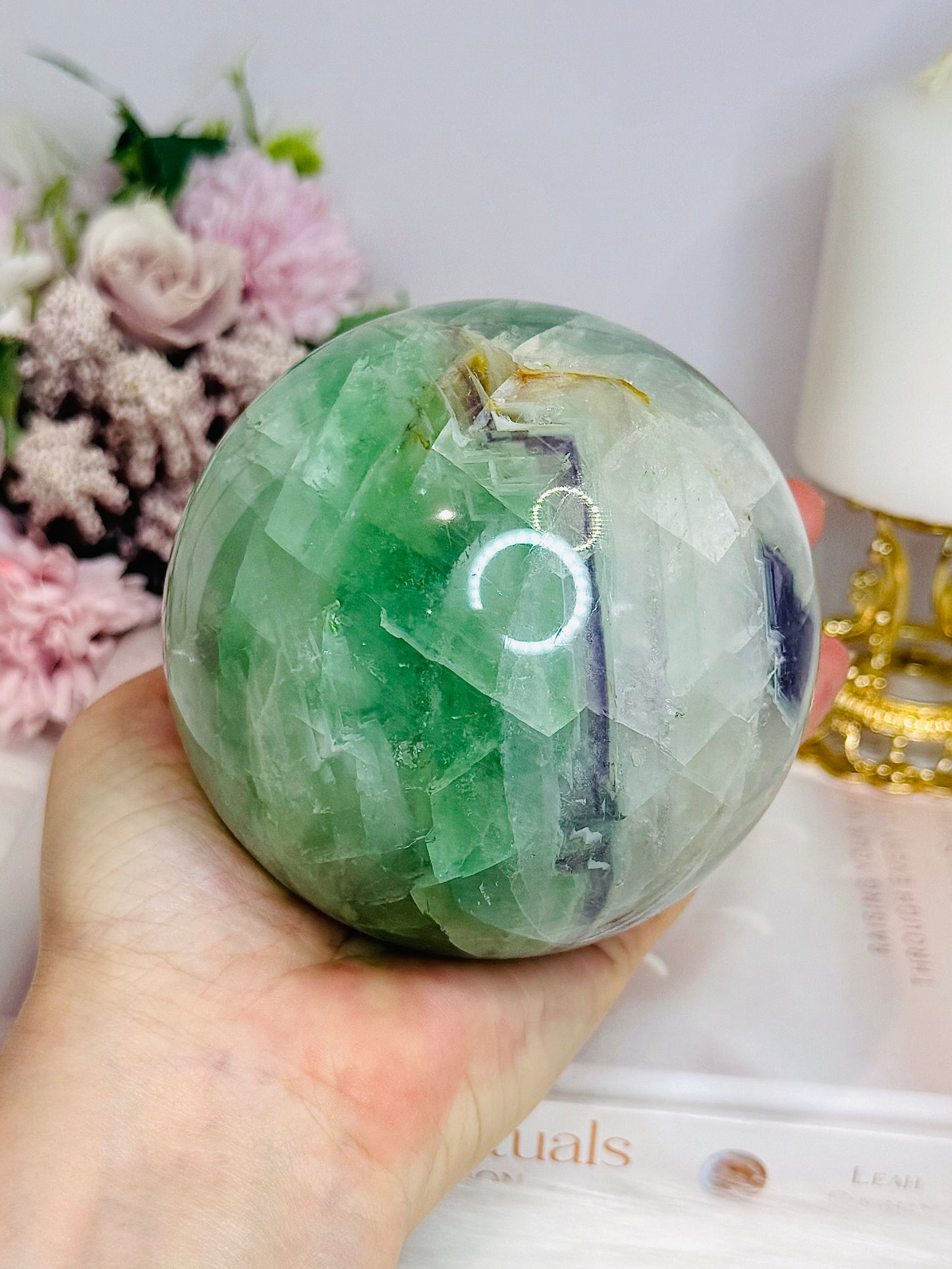 Large Green Fluorite Sphere on Stand 1.45KG