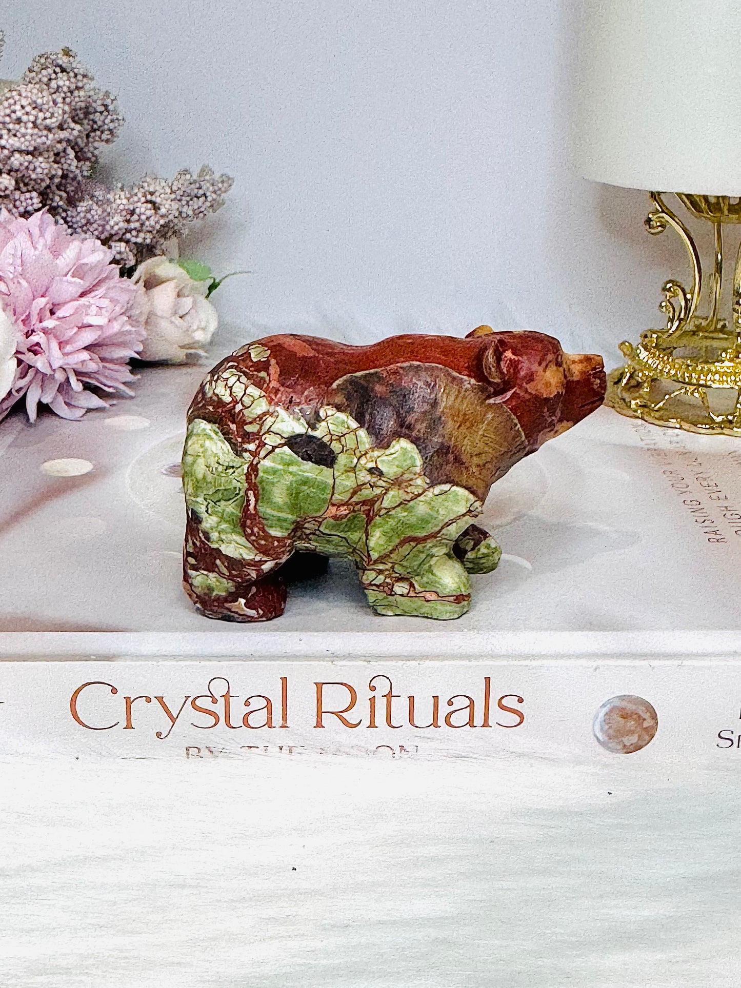 Money Agate Carved Bear 8cm