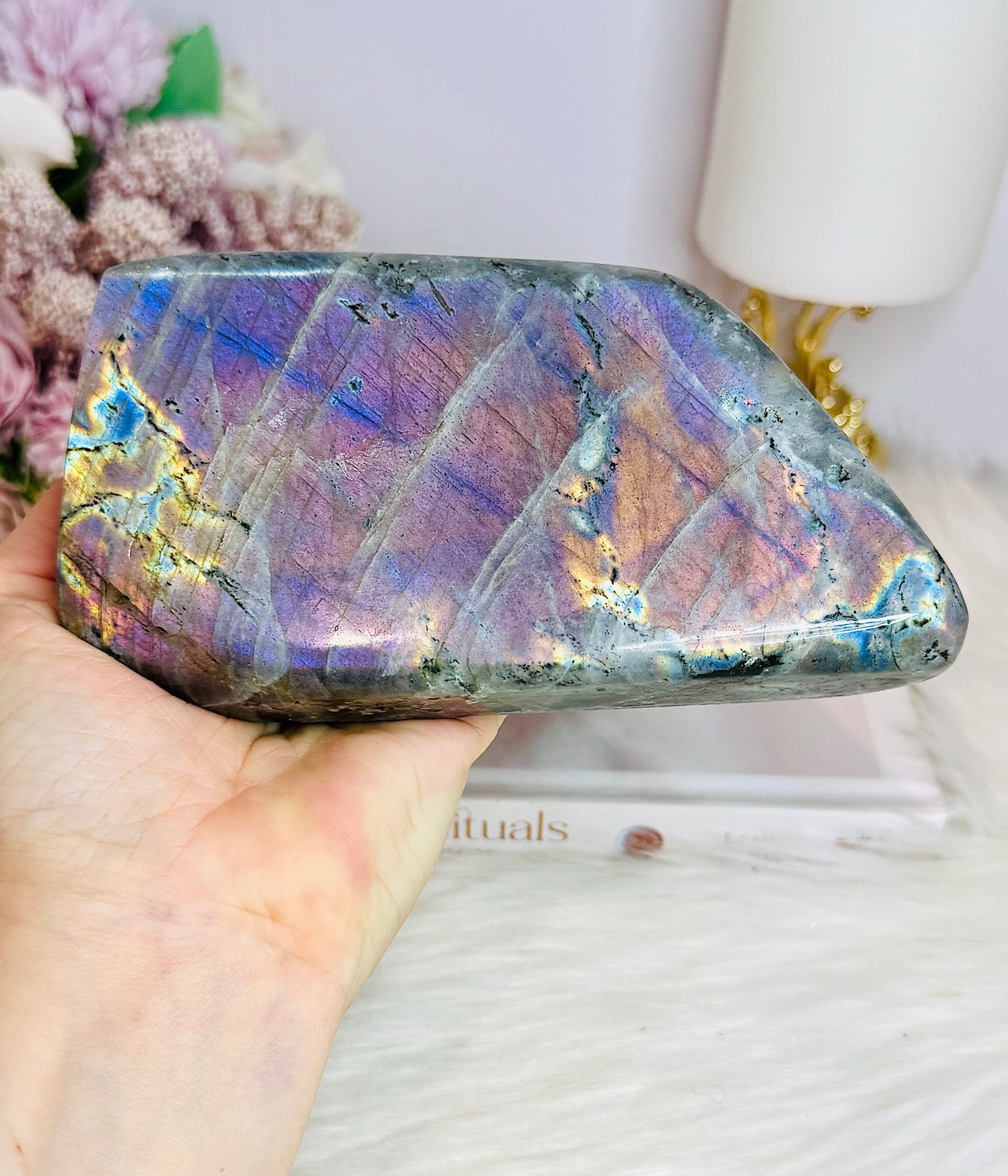 Double Sided Magic ~ Large Natural Polished Labradorite Freeform Full of Flash Both Sides 15cm 756grams