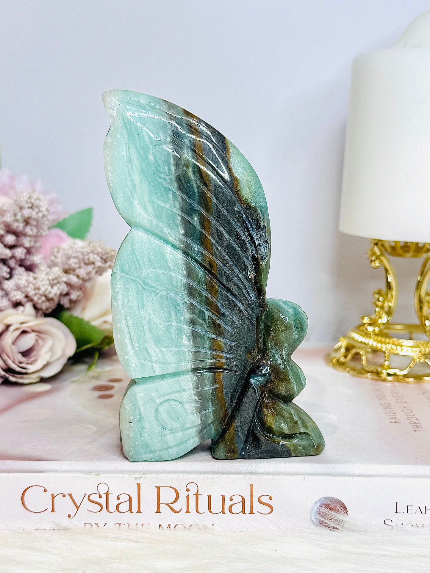 Blue Caribbean Calcite Carved Fairy 12cm