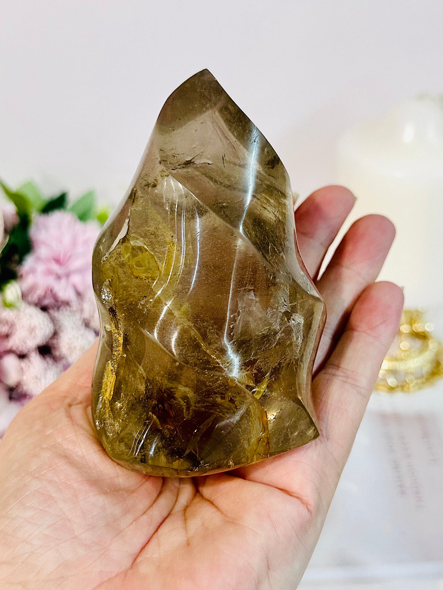Supports Anxiety & Depression ~ Absolutely Incredible 407gram Smokey Quartz Flame From Brazil