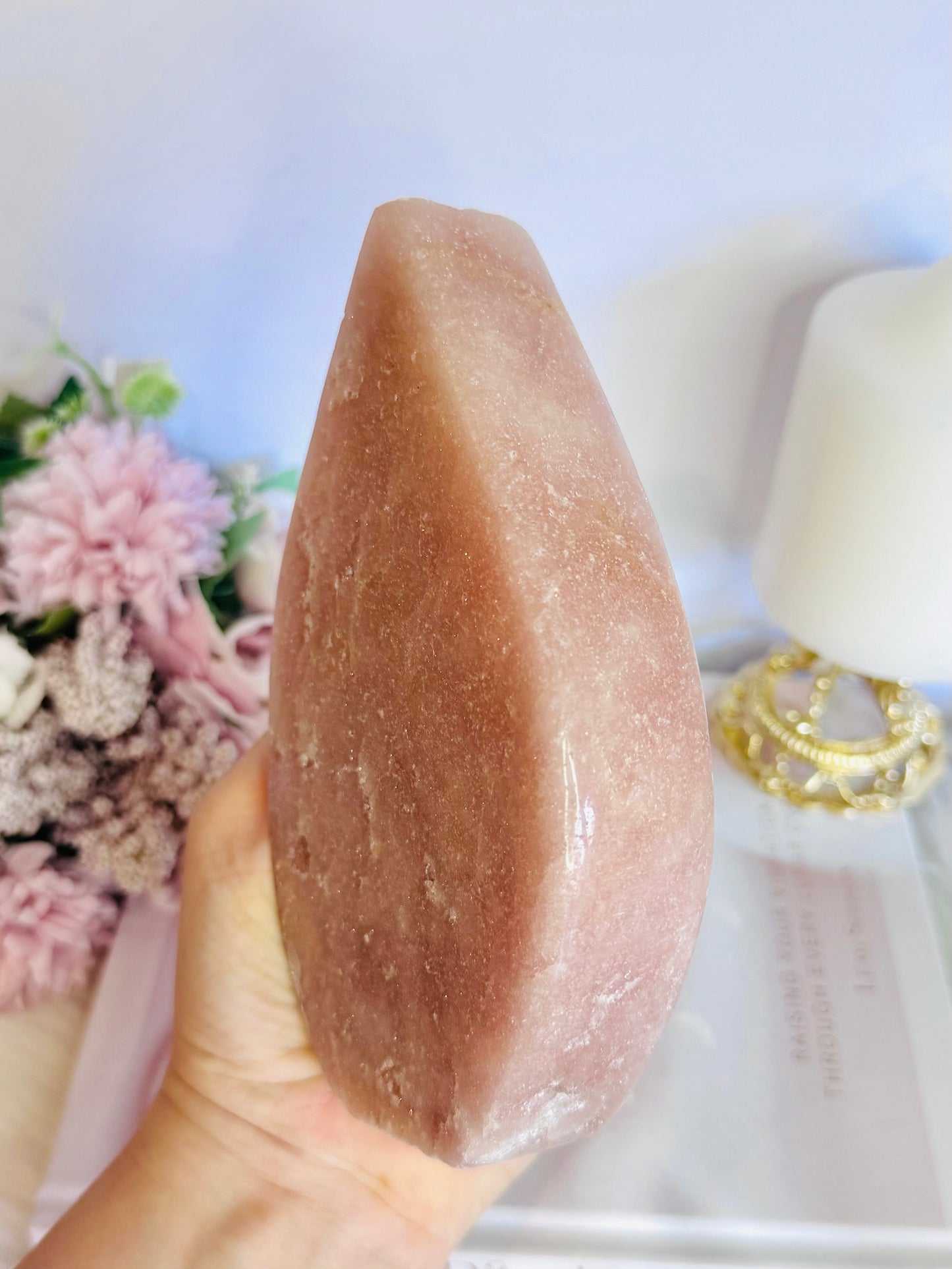 Large Chunky 15cm Pink Amethyst Druzy Carved Flame | Freeform