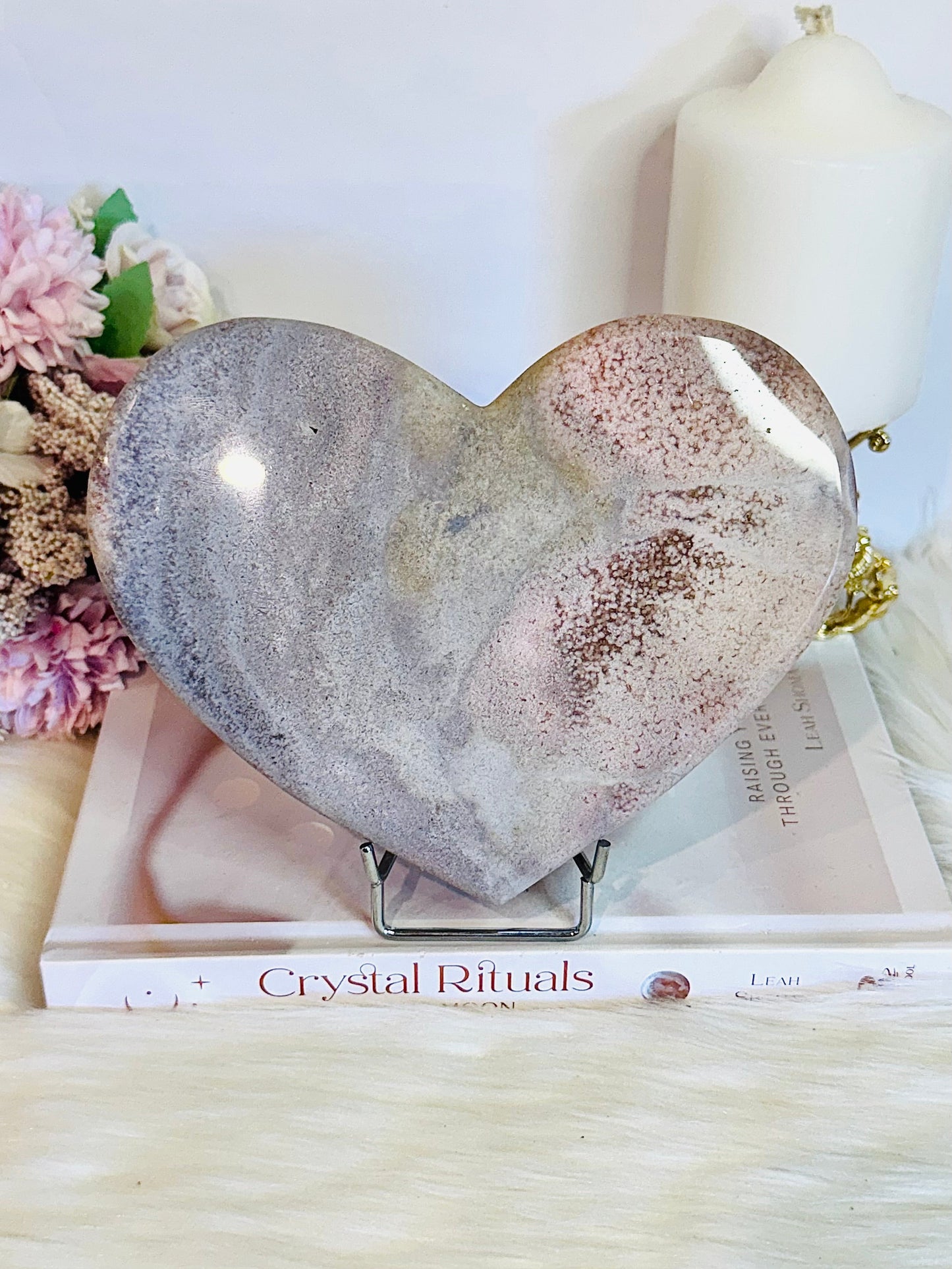 Huge Pink Amethyst Carved Chunky Heart 18cm Over 1KG