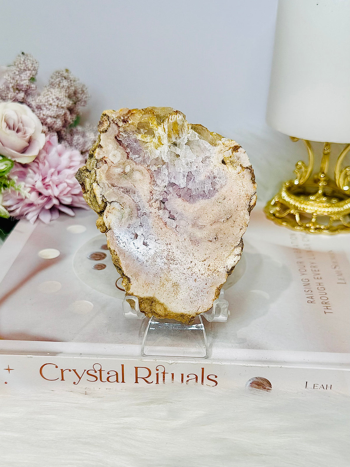 Natural Pink Amethyst Slab on Stand 10cm 166g