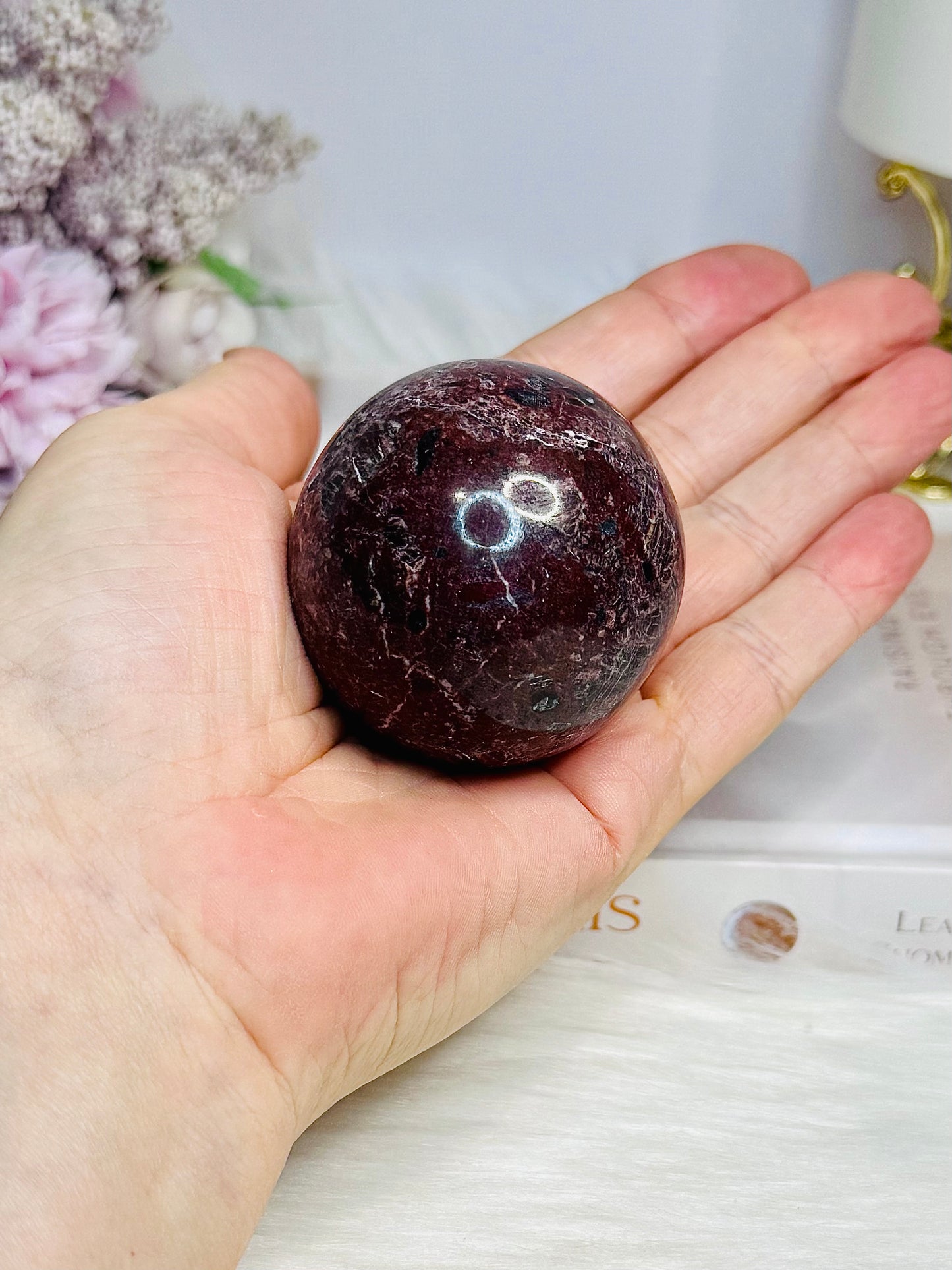 Red Onyx Sphere on Stand