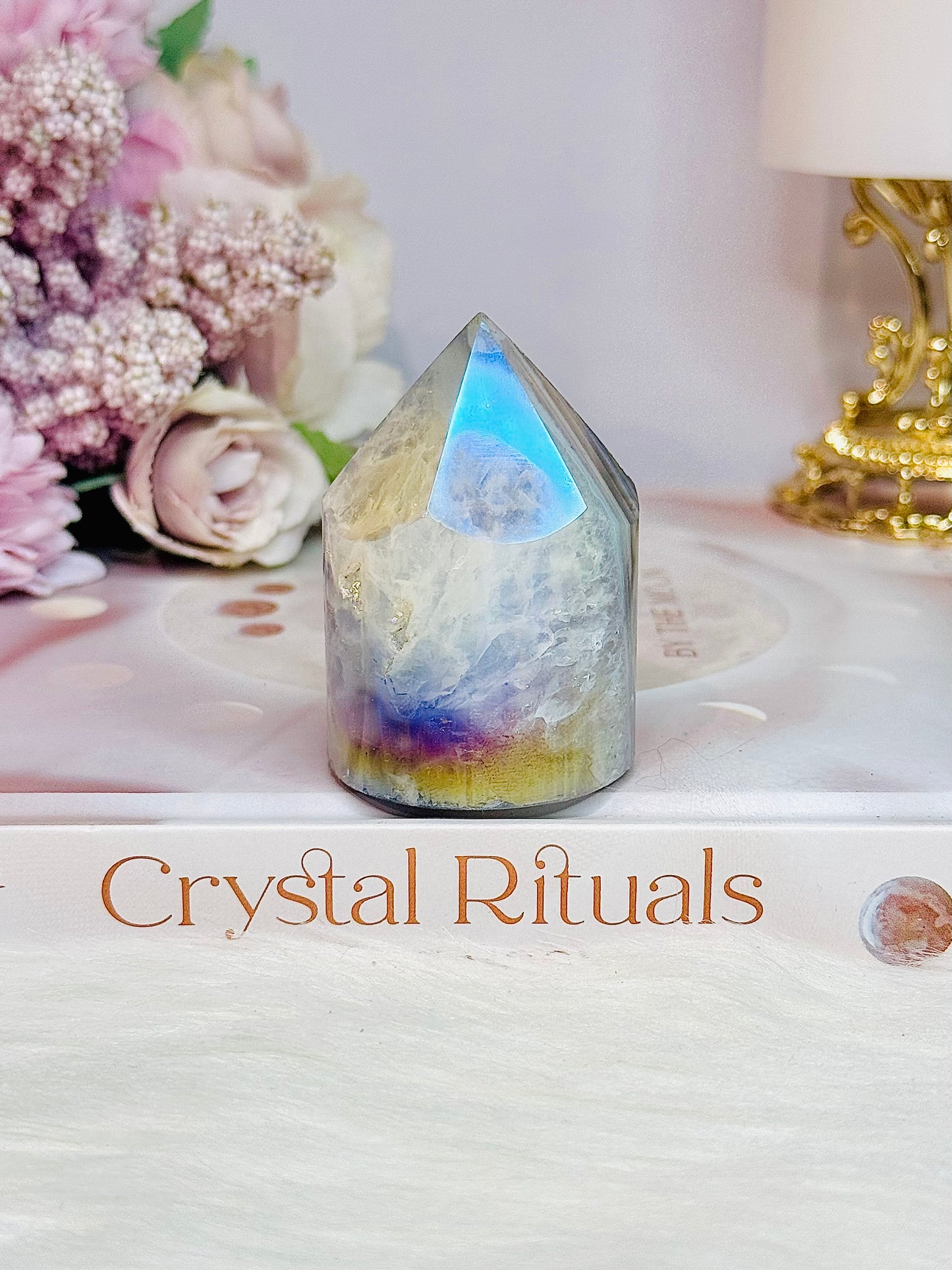 Gorgeous 6cm Angel Aura Druzy Agate Cylinder | Tower