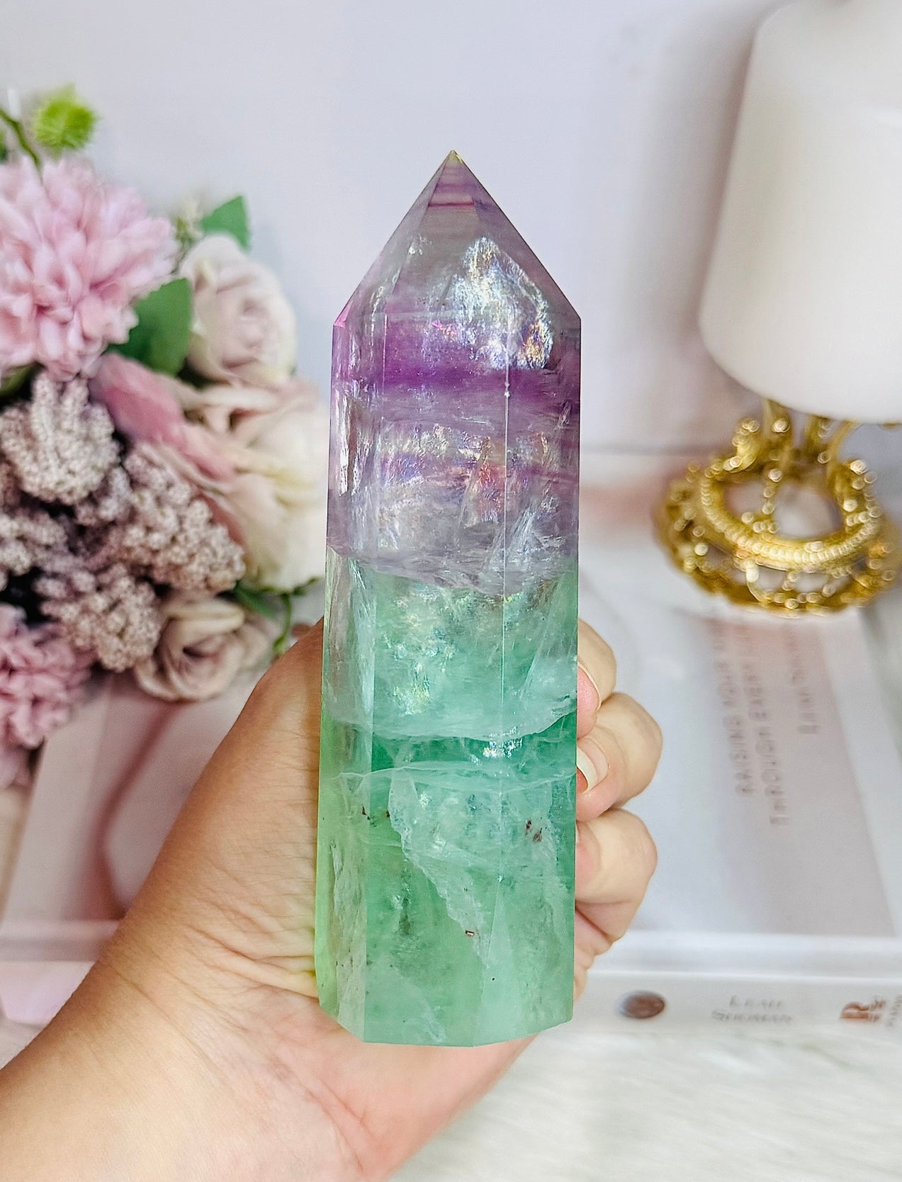 High Grade Rainbow Fluorite Tower Full of Rainbows 13.5cm
