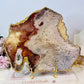 A Collectors Piece ~ High Grade Natural Pink Amethyst Druzy Slice | Slab with Gold Plating on Gold Stand 496g