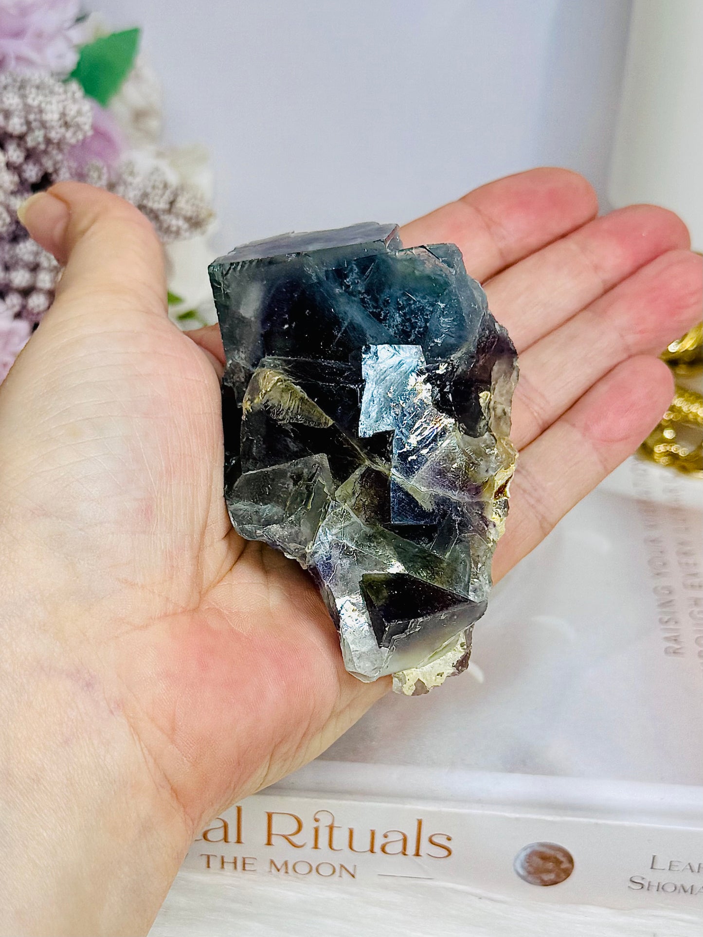 Natural Rainbow Cubed Fluorite Specimen 220g