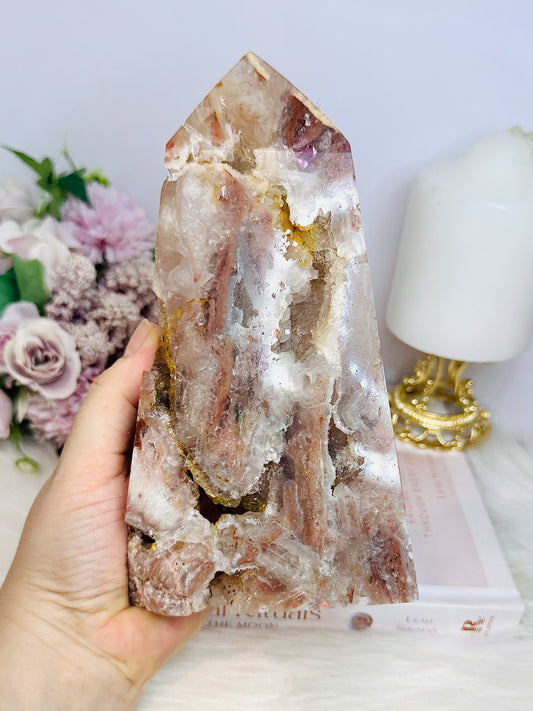 Large Pink Tourmaline Druzy Tower 19cm 874g