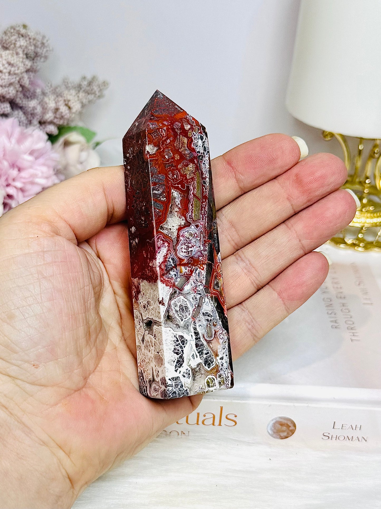 Mexican Lace Druzy Agate Tower 10.5cm