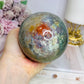 Large Ocean Jasper Sphere on Stand 840g