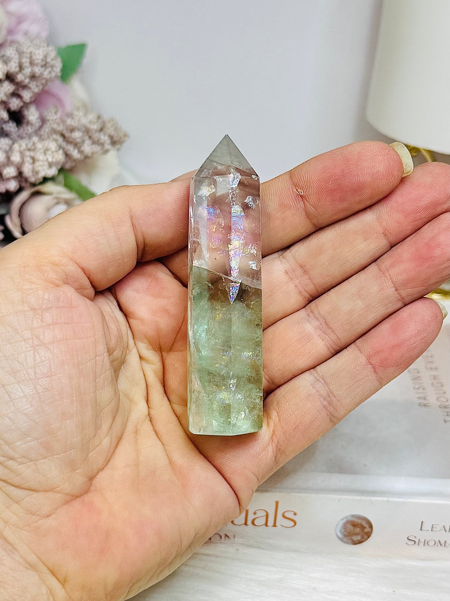 High Grade Watermelon Fluorite Tower Full of Rainbows 7.5cm