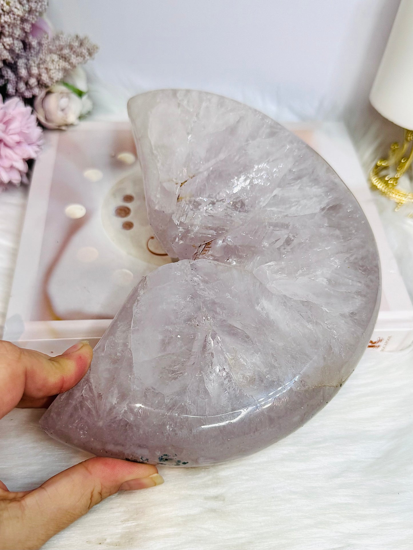 Huge Amethyst Carved Druzy Moon On Custom Stand 2.2KG 28cm (Inc stand)