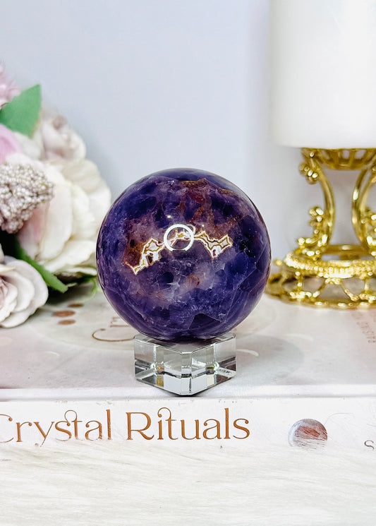 Amethyst X Agate Sphere on Stand 200g