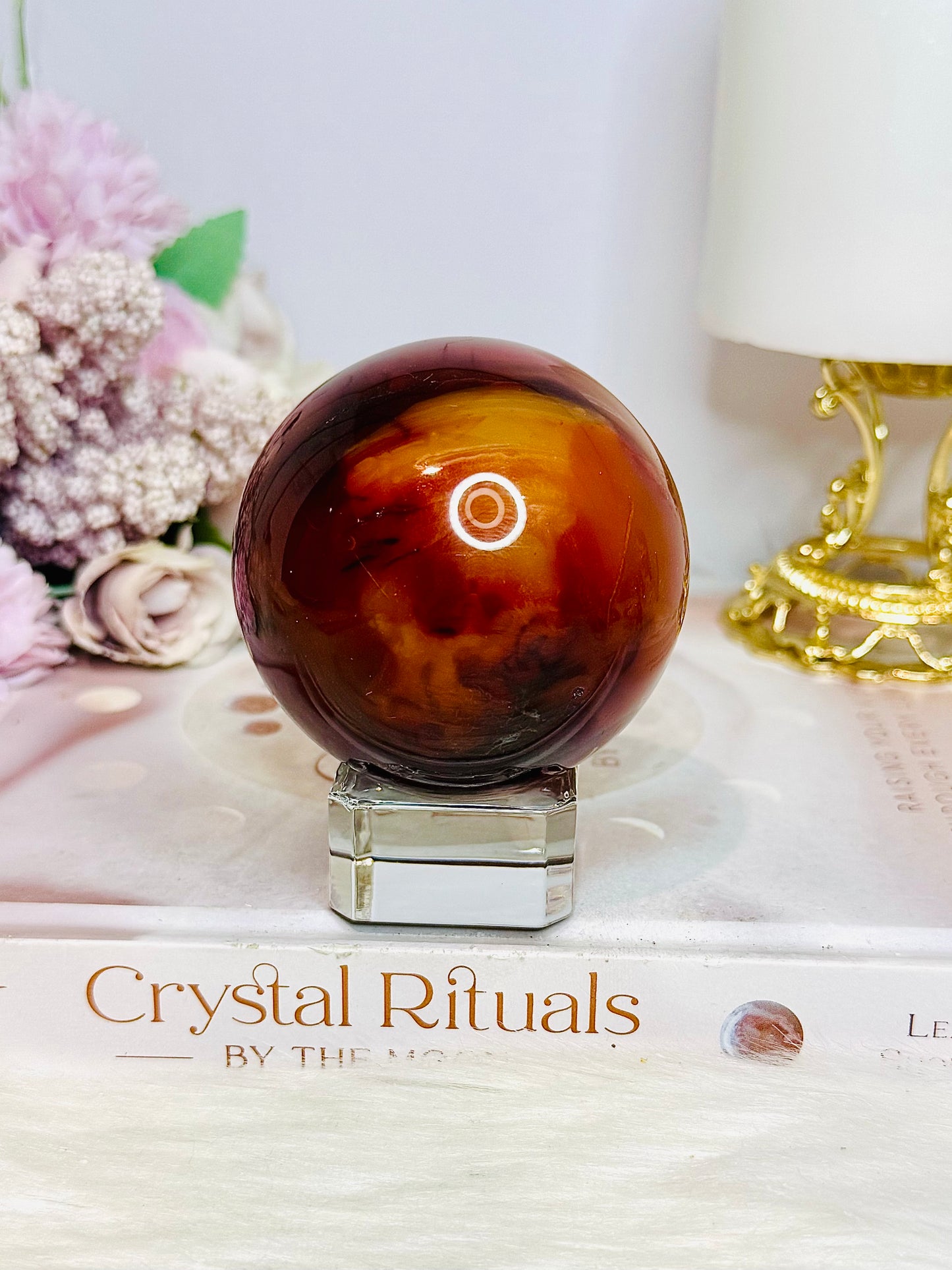 Large Carnelian Sphere On Stand 316g