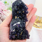 Natural Purple Root Fluorite Druzy Tower 11cm