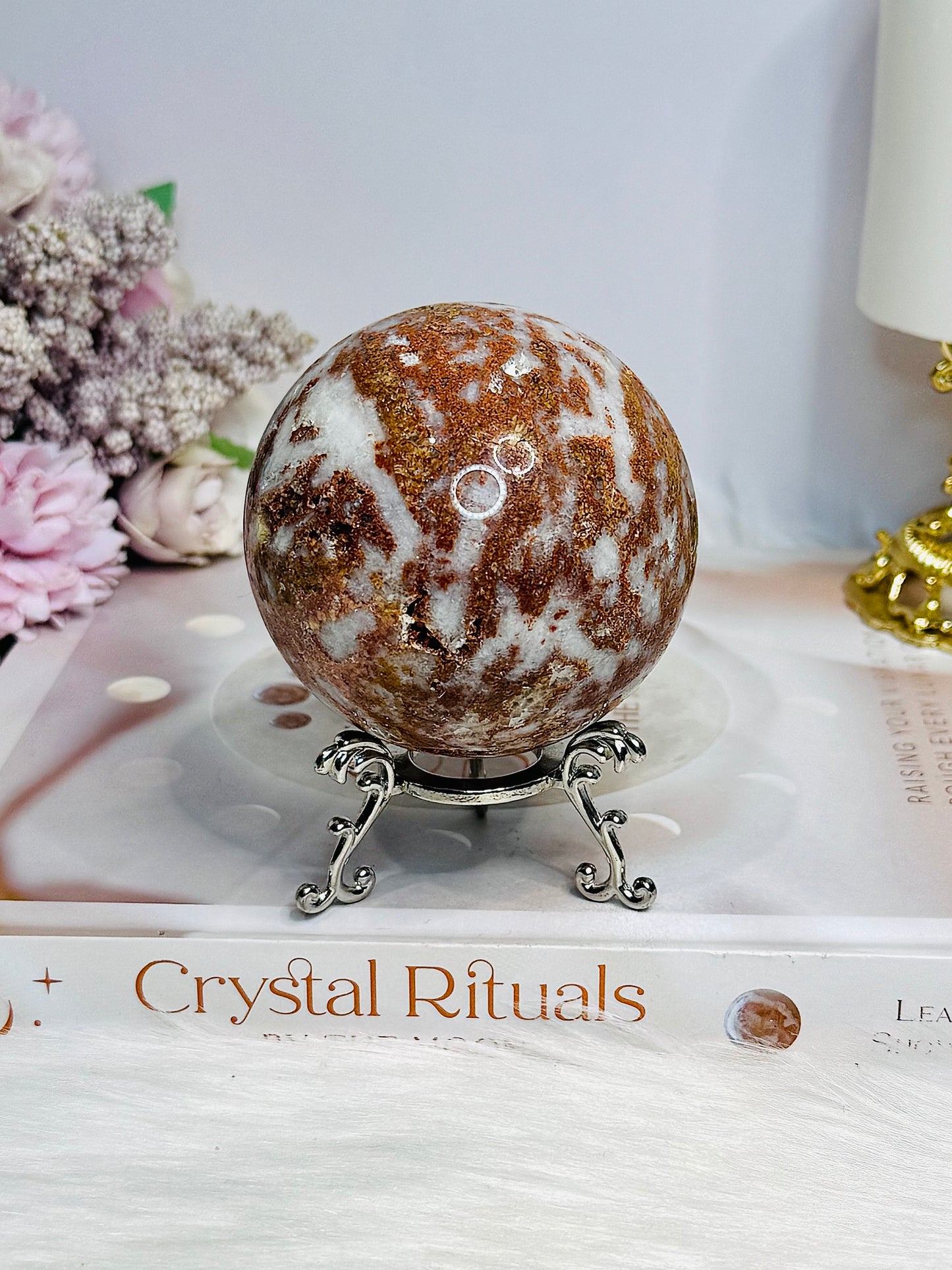 Druzy Jasper Sphere on Stand 409g