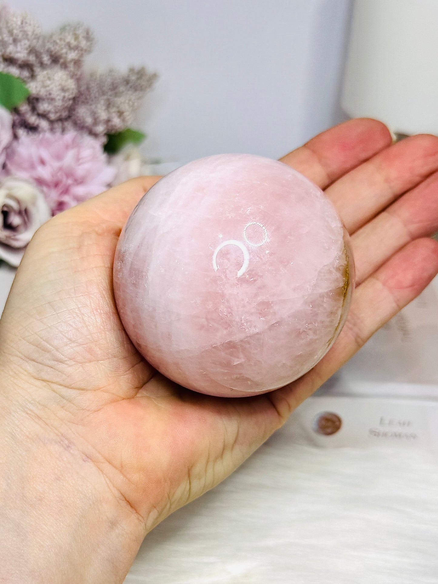 Large Rose Quartz Sphere (with Iron Oxide) on Stand 408g