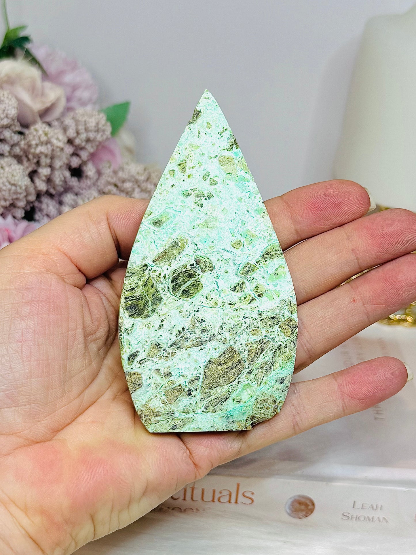 Variscite Carved Flame 10.5cm
