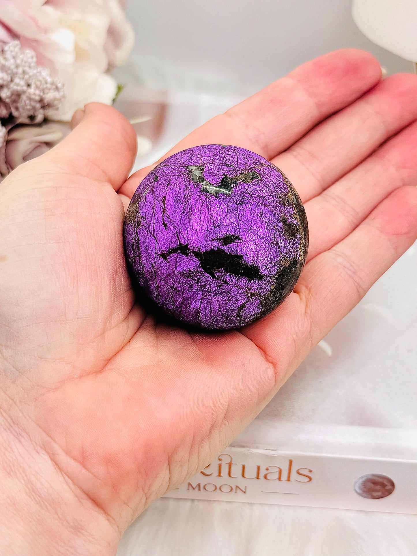 A Rare Stone ~ Stunning 173gram Flashy Purpurite Sphere On Stand