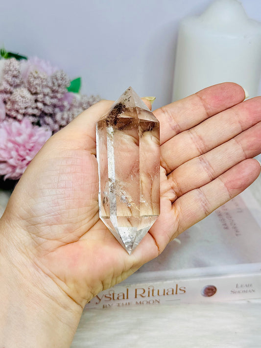 Chunky Clear Quartz with Garden | Lodolite Inclusions  Double Terminated Point 9cm