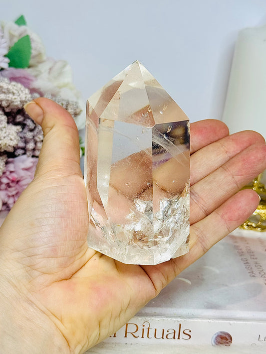 High Grade Clear Quartz Chunky Tower with Rainbows 10cm 324g